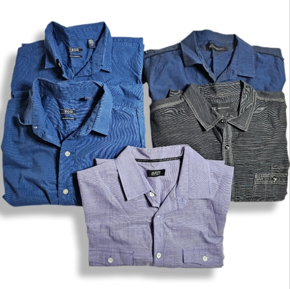 Men's Business Casual Button Down Shirts Bundle of 5 Size L Office Professional